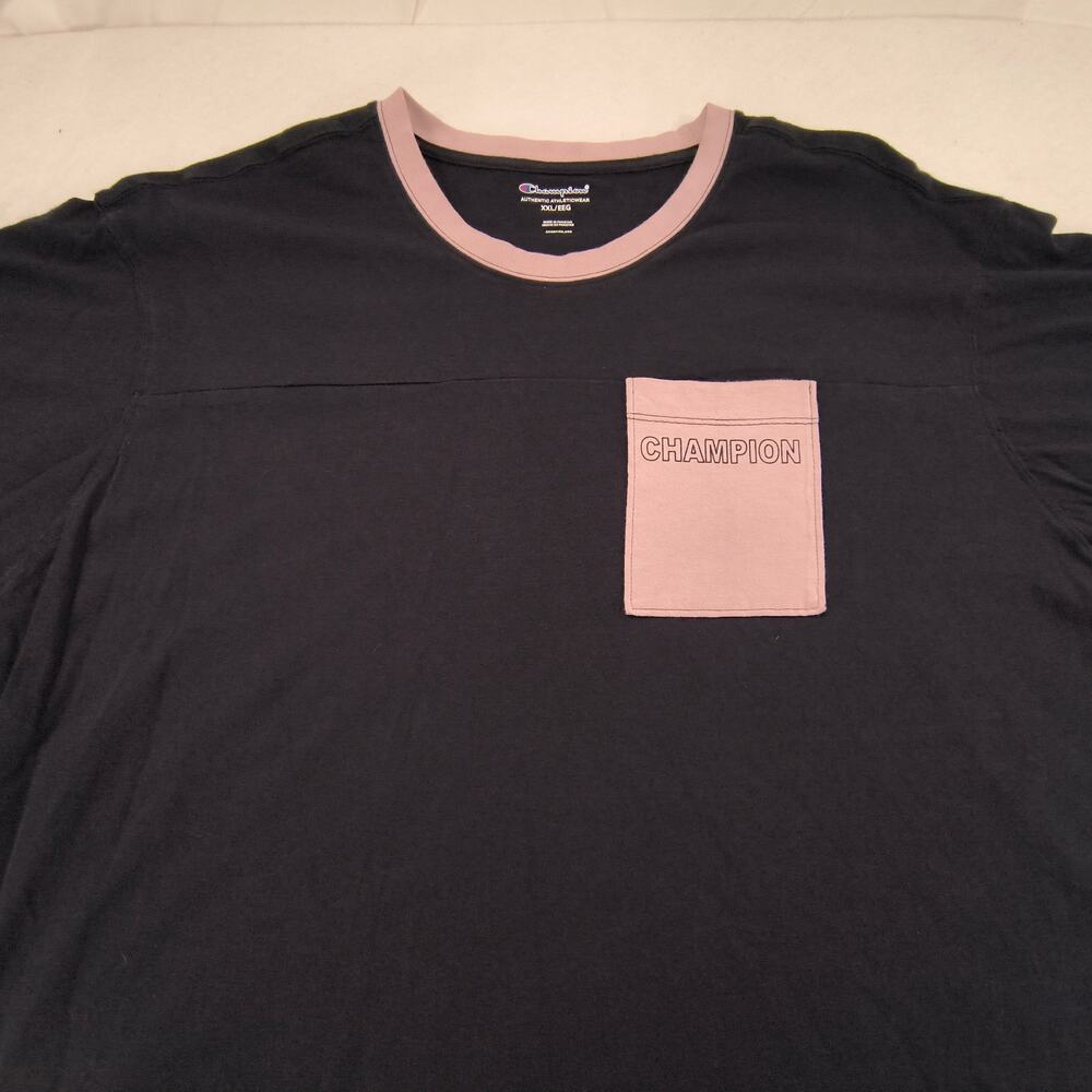 Champion Casual Pocketed Short Sleeve Crew Neck T Shirt Mens Size 2XL Black